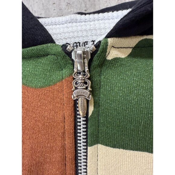Chrome Hearts Camo Hoodie Jacket With Caution Graphic & Teeth Print Design - Picture 11 of 14